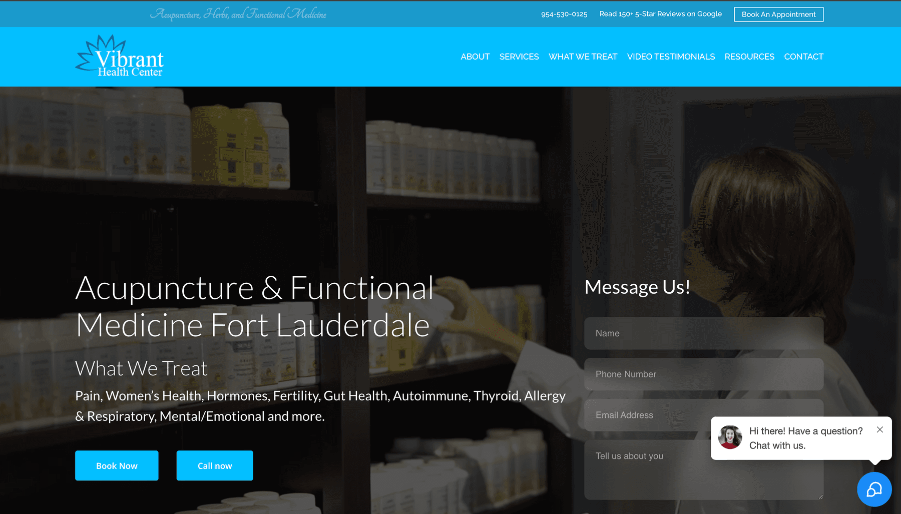 Vibrant Health Center: SEO plus a complete website, built with GoHighLevel and proper EHR integration.